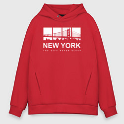 Толстовка оверсайз мужская Нью-Йорк Сити, цвет: красный