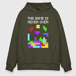 Толстовка оверсайз мужская Tetris - the game is never over, цвет: хаки