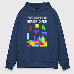 Толстовка оверсайз мужская Tetris - the game is never over, цвет: тёмно-синий