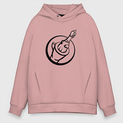 Толстовка оверсайз мужская Чикен ган - вектор лого, цвет: пыльно-розовый