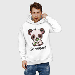 Толстовка оверсайз мужская Go vegan - motto, цвет: белый — фото 2
