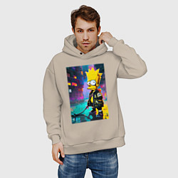 Толстовка оверсайз мужская Bart Simpson - urban fantasy, цвет: миндальный — фото 2