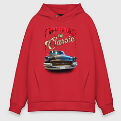 Толстовка оверсайз мужская Классика автомобиль Buick Roadmaster, цвет: красный