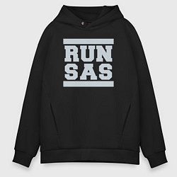 Толстовка оверсайз мужская Run San Antonio Spurs, цвет: черный
