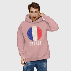 Толстовка оверсайз мужская Футбол Франции, цвет: пыльно-розовый — фото 2