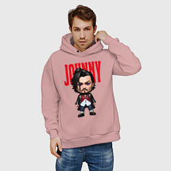 Толстовка оверсайз мужская Johnny Depp - cool dude - pop art, цвет: пыльно-розовый — фото 2