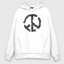 Толстовка оверсайз мужская Puzzle peace, цвет: белый