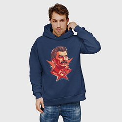 Толстовка оверсайз мужская Граффити Сталин, цвет: тёмно-синий — фото 2