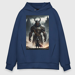 Толстовка оверсайз мужская King of demon, цвет: тёмно-синий