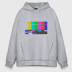 Толстовка оверсайз мужская Разноцветные полосы в телевизоре, цвет: меланж