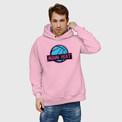 Толстовка оверсайз мужская Miami Heat team, цвет: светло-розовый — фото 2