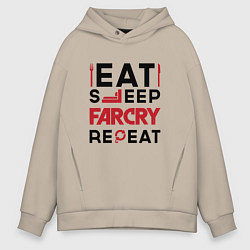 Толстовка оверсайз мужская Надпись: eat sleep Far Cry repeat, цвет: миндальный