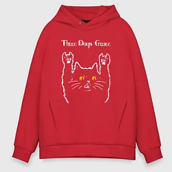 Толстовка оверсайз мужская Three Days Grace rock cat, цвет: красный