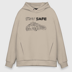 Толстовка оверсайз мужская Stay safe black, цвет: миндальный