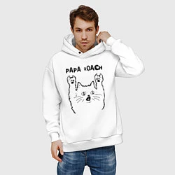 Толстовка оверсайз мужская Papa Roach - rock cat, цвет: белый — фото 2