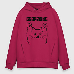 Толстовка оверсайз мужская Scorpions - rock cat, цвет: маджента