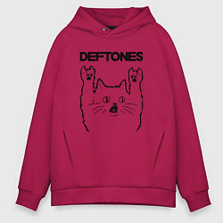 Толстовка оверсайз мужская Deftones - rock cat, цвет: маджента