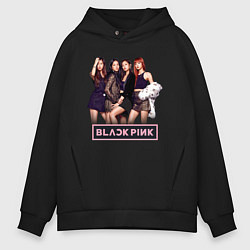 Толстовка оверсайз мужская Rose Blackpink kpop, цвет: черный