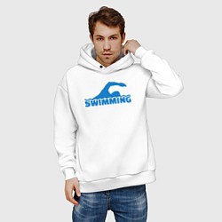 Толстовка оверсайз мужская Swimming sport, цвет: белый — фото 2