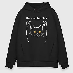 Толстовка оверсайз мужская The Cranberries rock cat, цвет: черный
