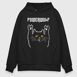 Толстовка оверсайз мужская Powerwolf rock cat, цвет: черный