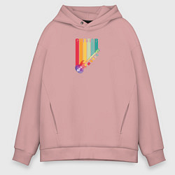 Толстовка оверсайз мужская Разноцветная многоугольная электрогитара, цвет: пыльно-розовый