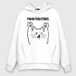 Толстовка оверсайз мужская Foo Fighters - rock cat, цвет: белый