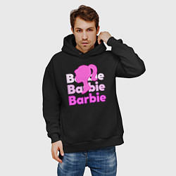Толстовка оверсайз мужская Логотип Барби объемный, цвет: черный — фото 2