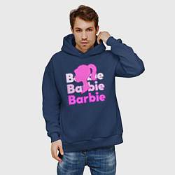 Толстовка оверсайз мужская Логотип Барби объемный, цвет: тёмно-синий — фото 2