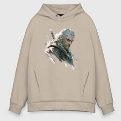 Толстовка оверсайз мужская Портрет Ведьмака, цвет: миндальный