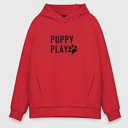 Толстовка оверсайз мужская Puppy Play, цвет: красный