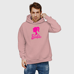 Толстовка оверсайз мужская Розовый логотип Барби, цвет: пыльно-розовый — фото 2