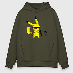 Толстовка оверсайз мужская Pika thug life, цвет: хаки