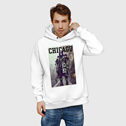 Толстовка оверсайз мужская Модный чувак из Чикаго - нейросеть, цвет: белый — фото 2
