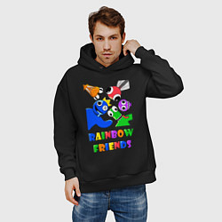 Толстовка оверсайз мужская Rainbow Friends персонажи, цвет: черный — фото 2