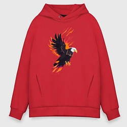 Толстовка оверсайз мужская Орел парящая птица абстракция, цвет: красный
