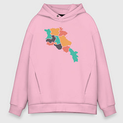 Толстовка оверсайз мужская Области Армении, цвет: светло-розовый