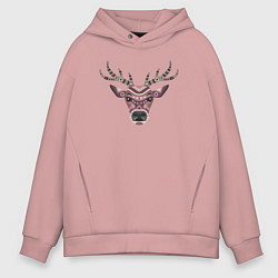 Толстовка оверсайз мужская Brown deer, цвет: пыльно-розовый