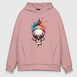 Толстовка оверсайз мужская Гламурный череп, цвет: пыльно-розовый