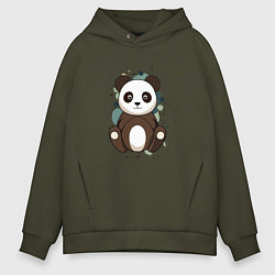 Толстовка оверсайз мужская Странная панда, цвет: хаки