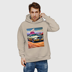 Толстовка оверсайз мужская Авто Мустанг, цвет: миндальный — фото 2