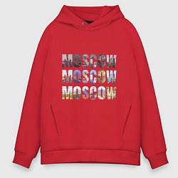 Толстовка оверсайз мужская Moscow - Москва, цвет: красный