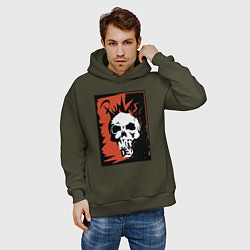 Толстовка оверсайз мужская Punks skull, цвет: хаки — фото 2