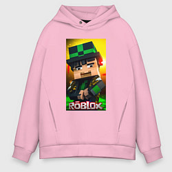 Толстовка оверсайз мужская Roblox green man, цвет: светло-розовый