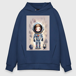 Толстовка оверсайз мужская Милый маленький космонавт - нейросеть, цвет: тёмно-синий