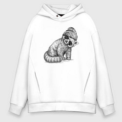 Толстовка оверсайз мужская Малая панда хипстер, цвет: белый