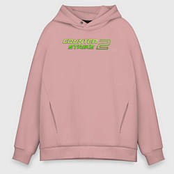 Толстовка оверсайз мужская Counter strike 2 green logo, цвет: пыльно-розовый