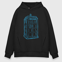 Толстовка оверсайз мужская Black tardis, цвет: черный