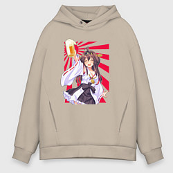 Толстовка оверсайз мужская Пиво - тян, цвет: миндальный