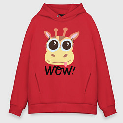 Толстовка оверсайз мужская Wow giraffe, цвет: красный
